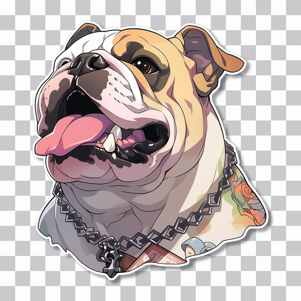 bulldog with a bone sticker cover