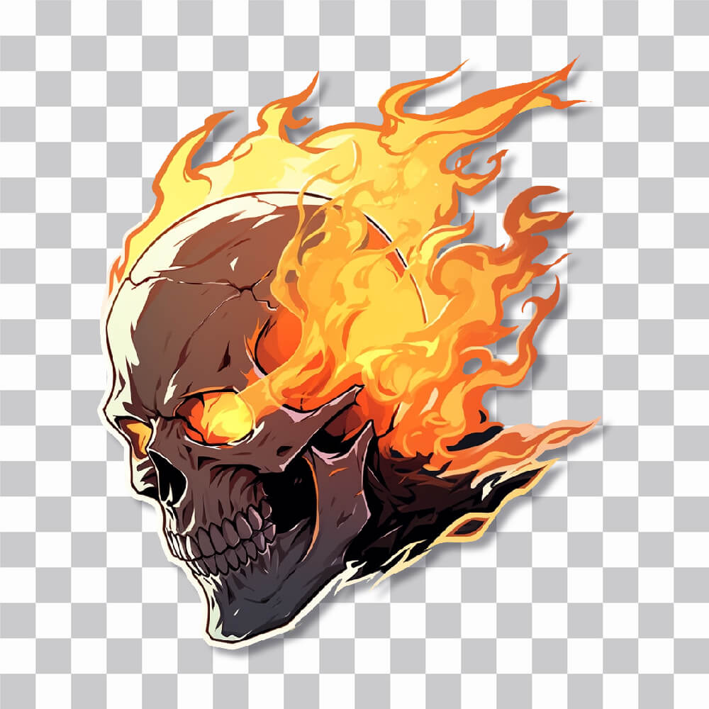 burning skull art sticker cover