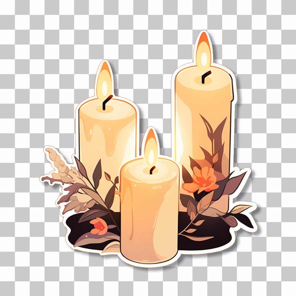 burning three candles sticker cover