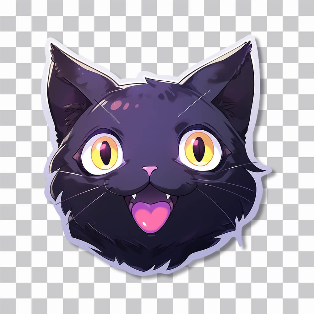 cat head with open mouth sticker cover