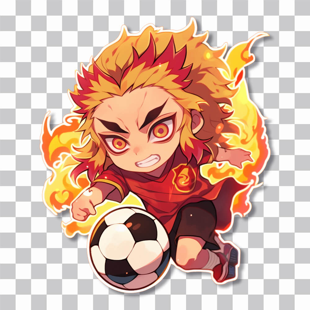 chibi rengoku playing soccer sticker cover