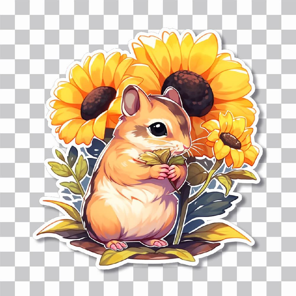 chipmunk with sunflowers sticker cover