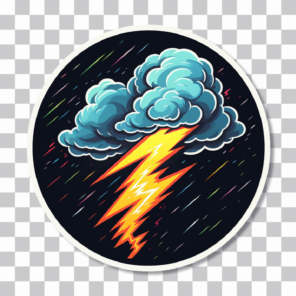 cloud with lightning round sticker cover