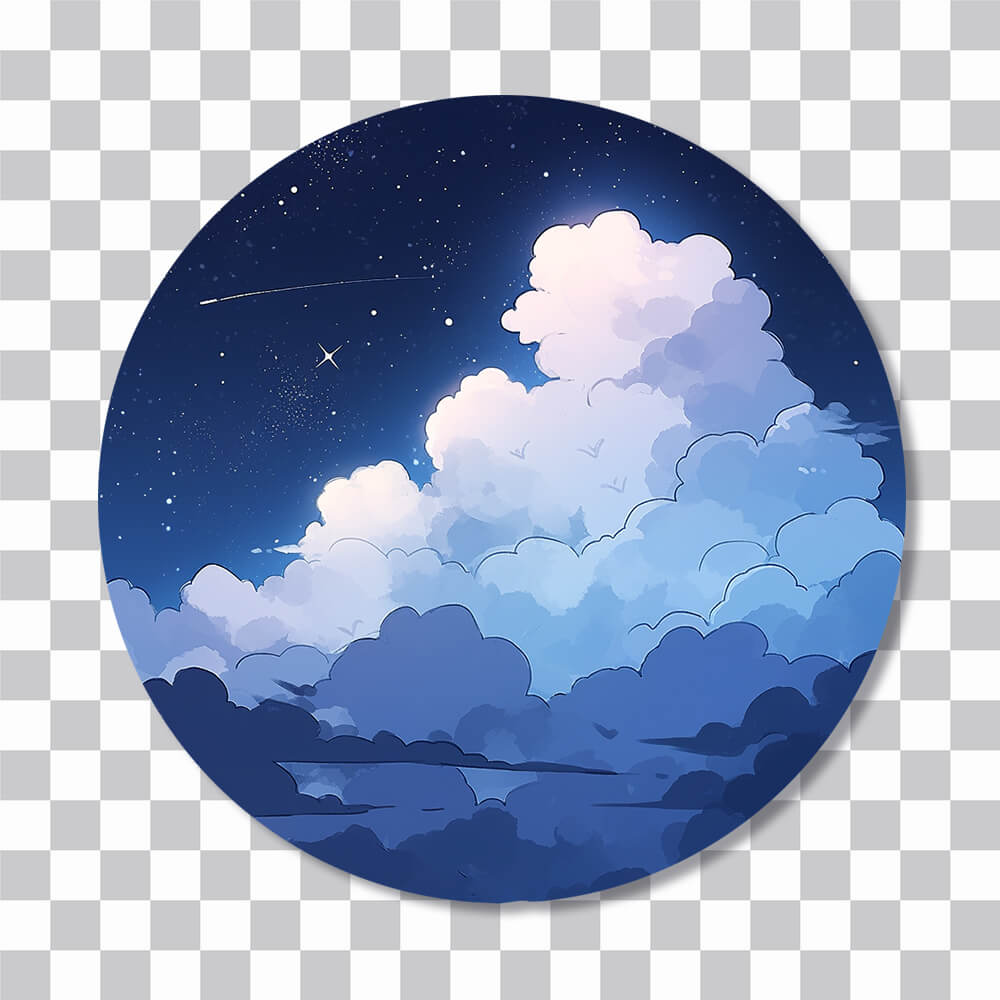 clouds against the night sky round sticker cover