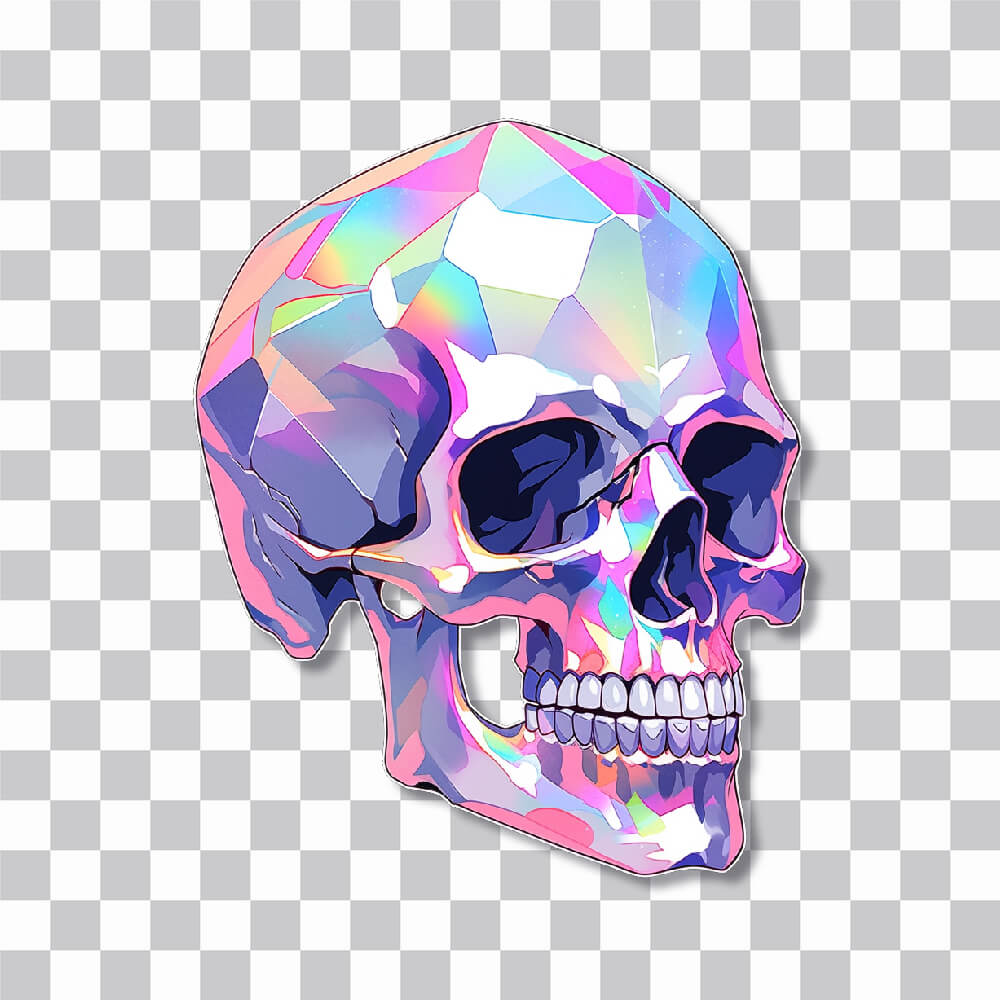 colorful crystal skull sticker cover