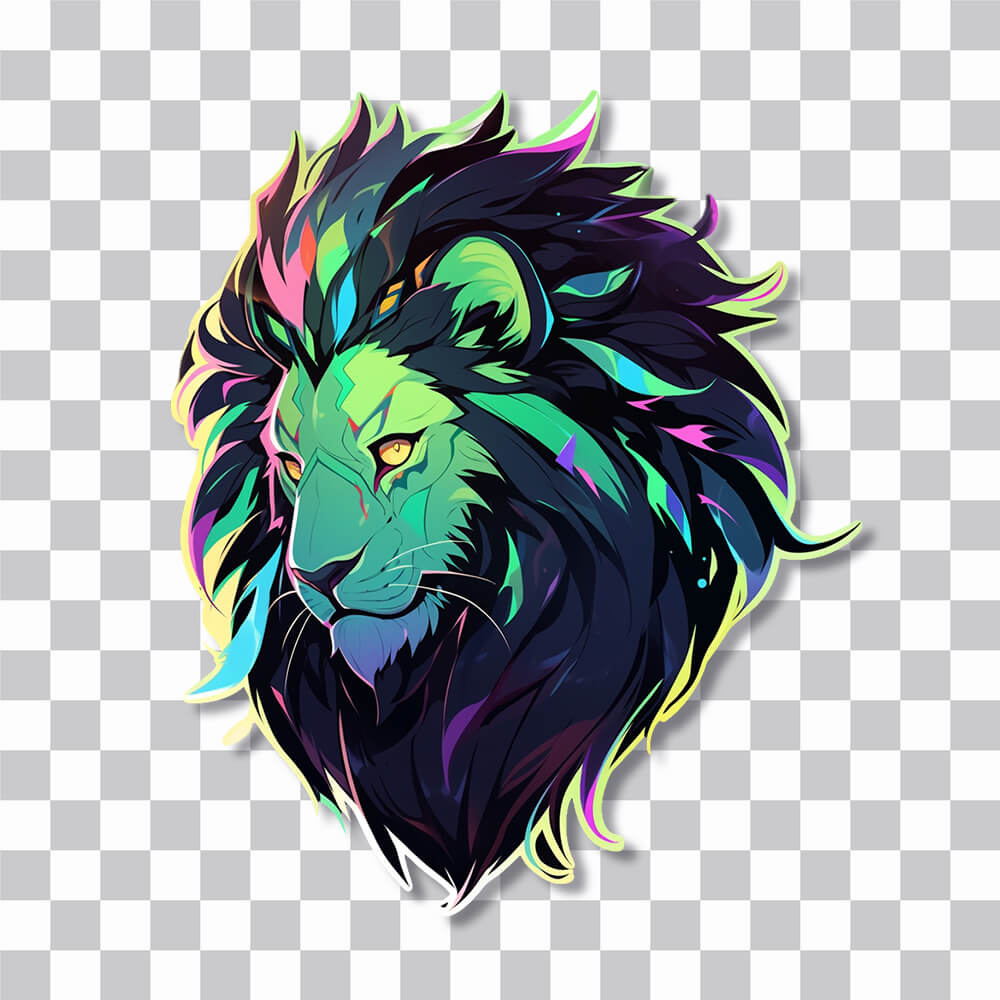 colorful lion head art sticker cover