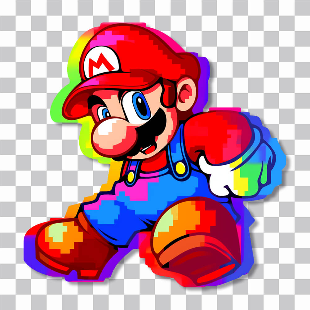 colorful super mario pixel sticker cover