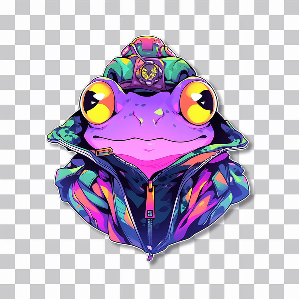 colorful trippy frog art sticker cover