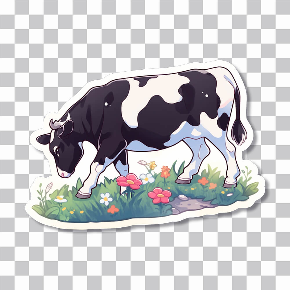 cow in pasture sticker cover