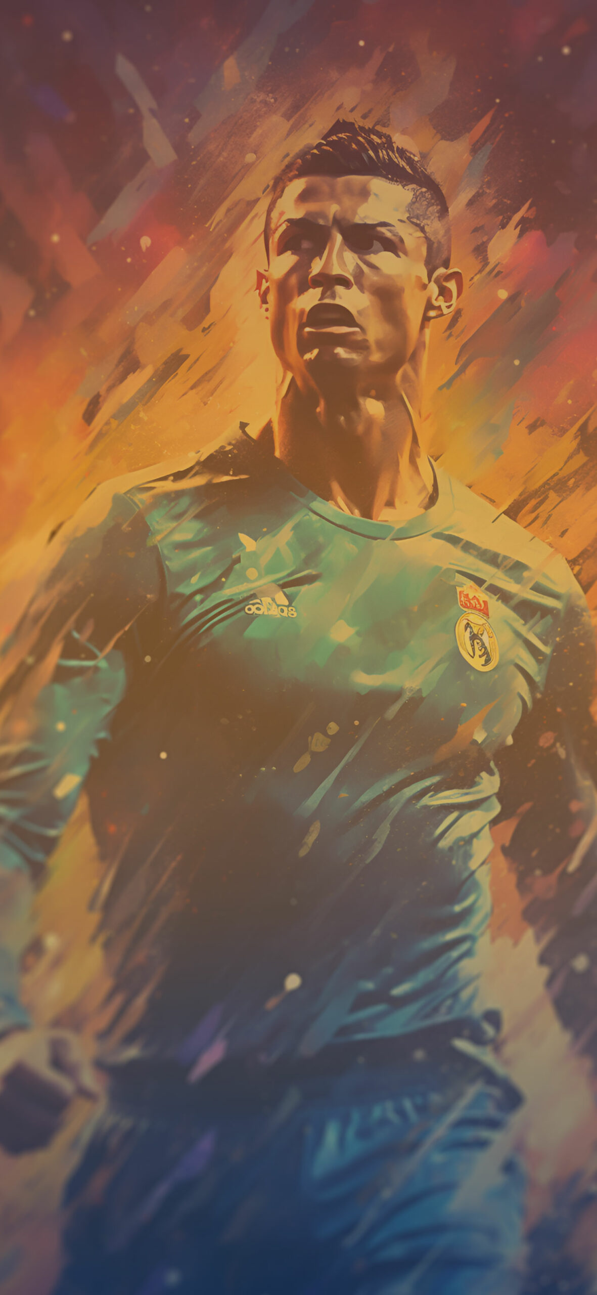 Cristiano Ronaldo in Blue Uniform Art Wallpaper Cristiano Rona