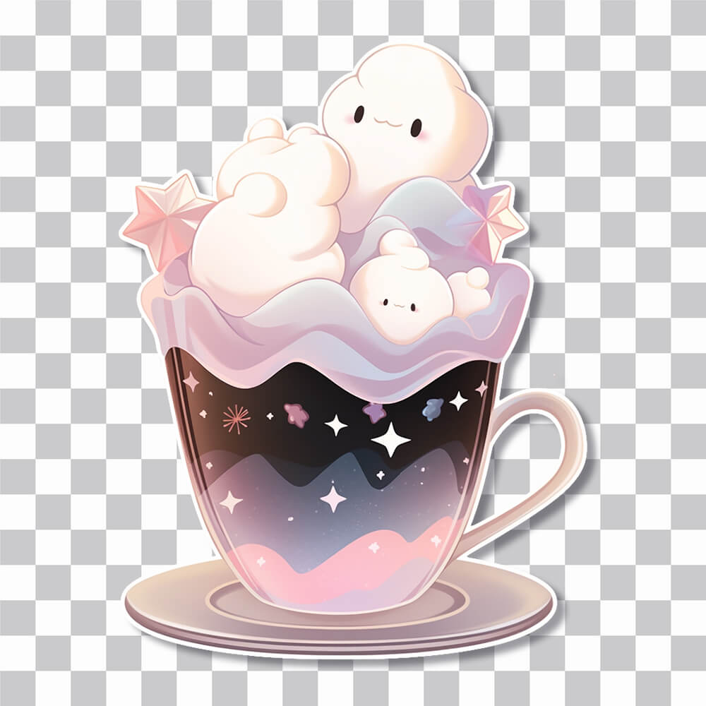 cup with cute marshmallows sticker cover