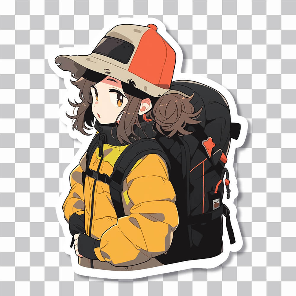 cute anime girl with backpack sticker cover