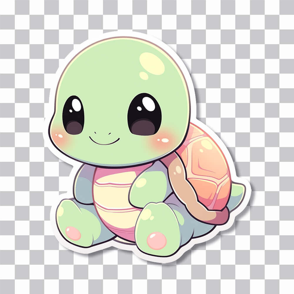 cute baby green turtle sticker cover