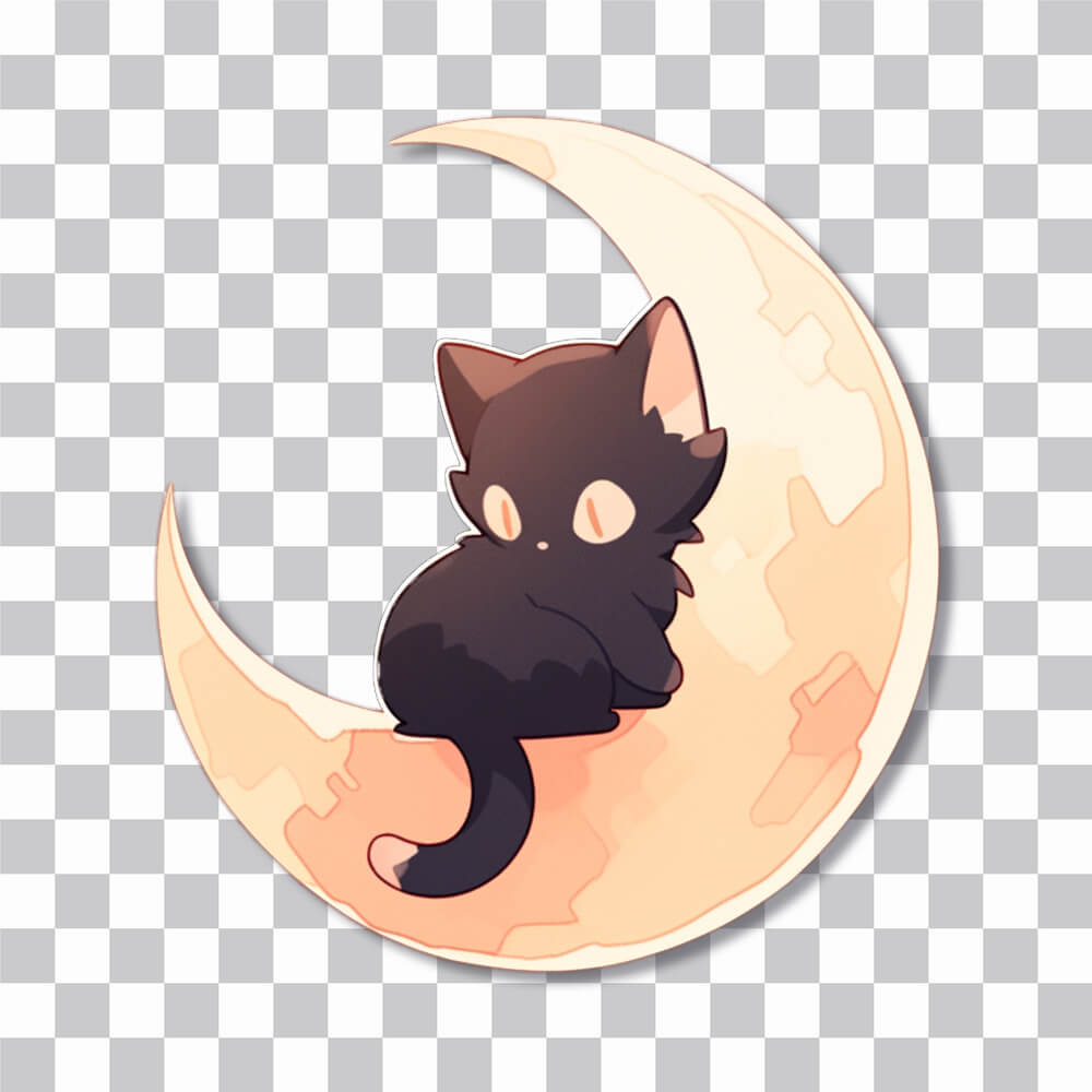 cute black cat sitting on the moon sticker cover