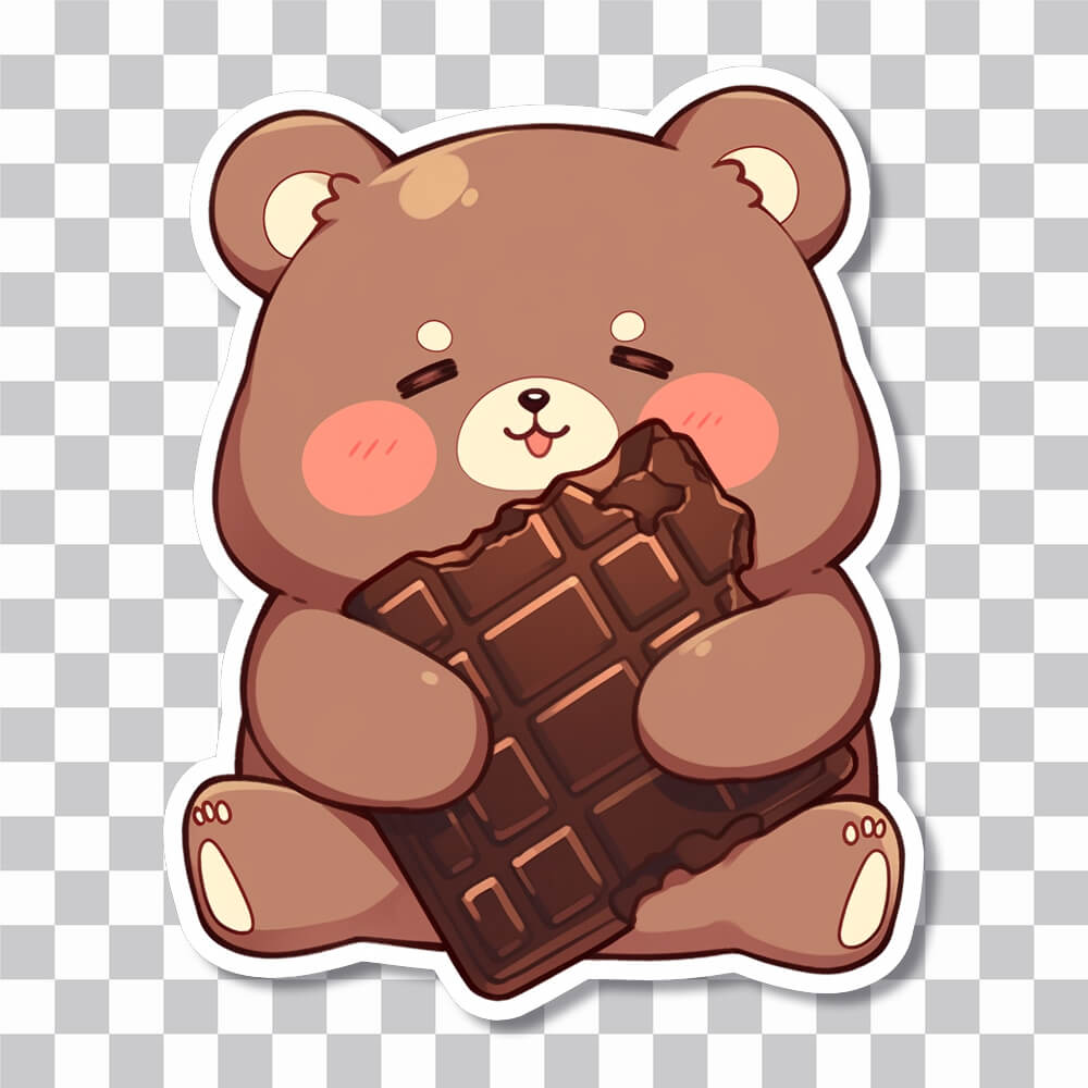 cute brown bear with chocolate bar sticker cover