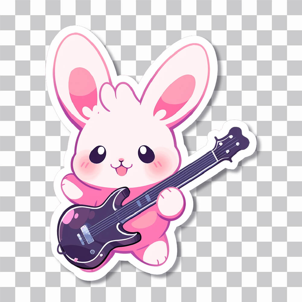 cute bunny with a guitar sticker cover