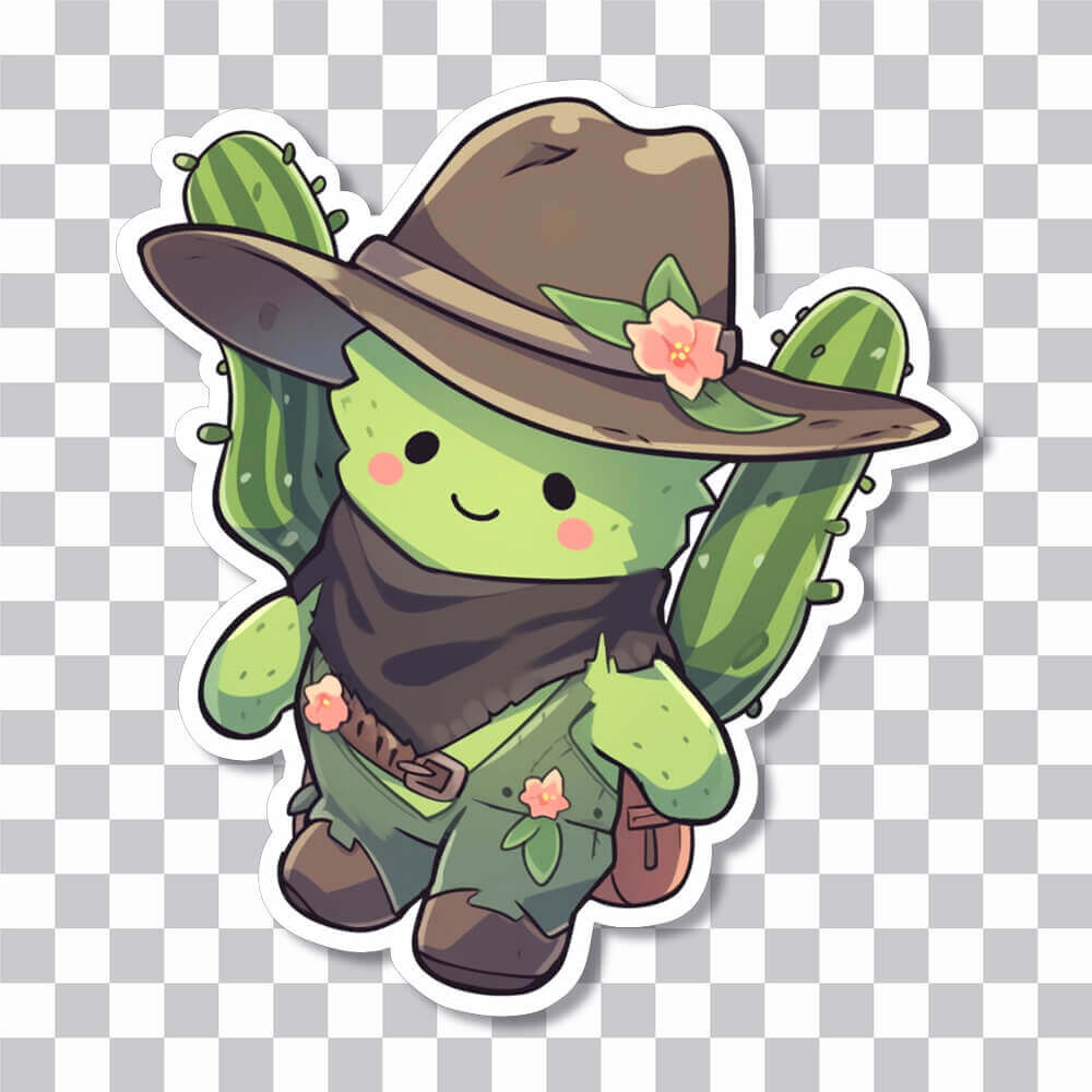 cute cactus cowboy sticker cover
