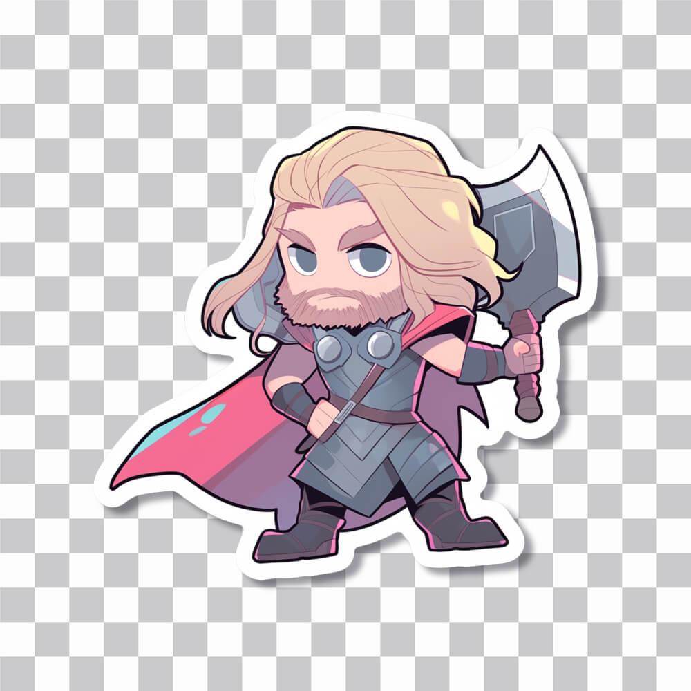 cute chibi thor with stormbreaker sticker cover