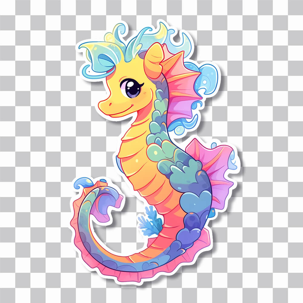 cute colorful seahorse sticker cover