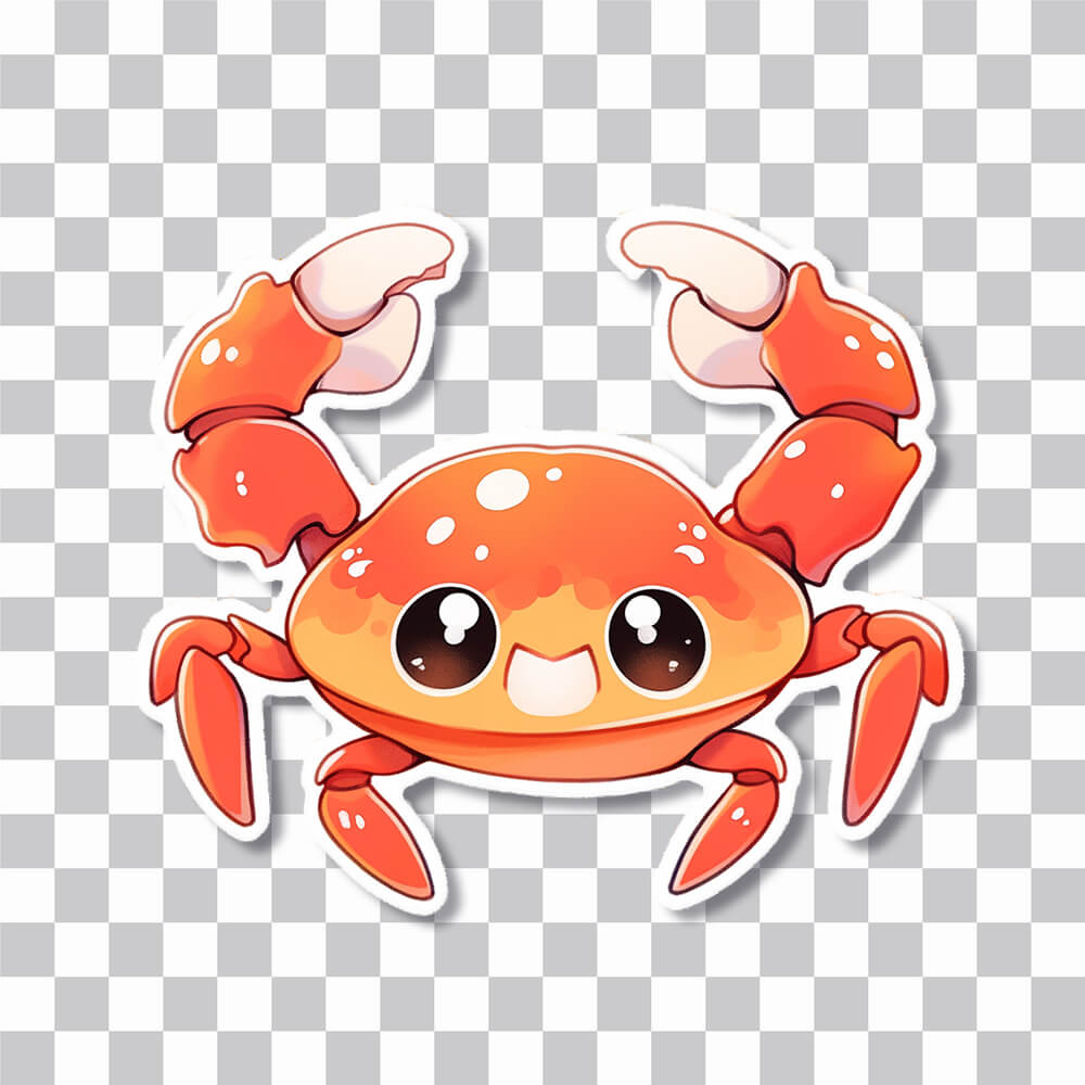 cute crab with claws raised sticker cover