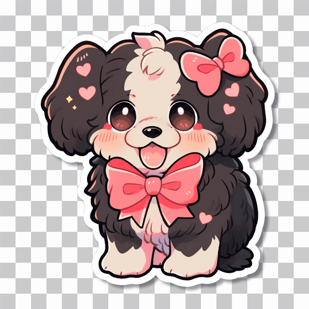 cute dog with red bow sticker cover