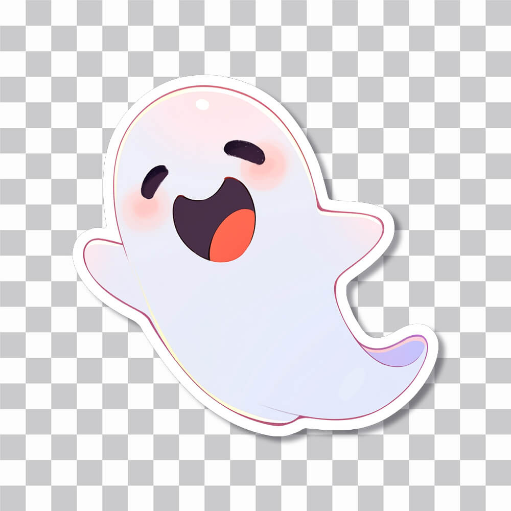 cute ghost with open mouth sticker cover