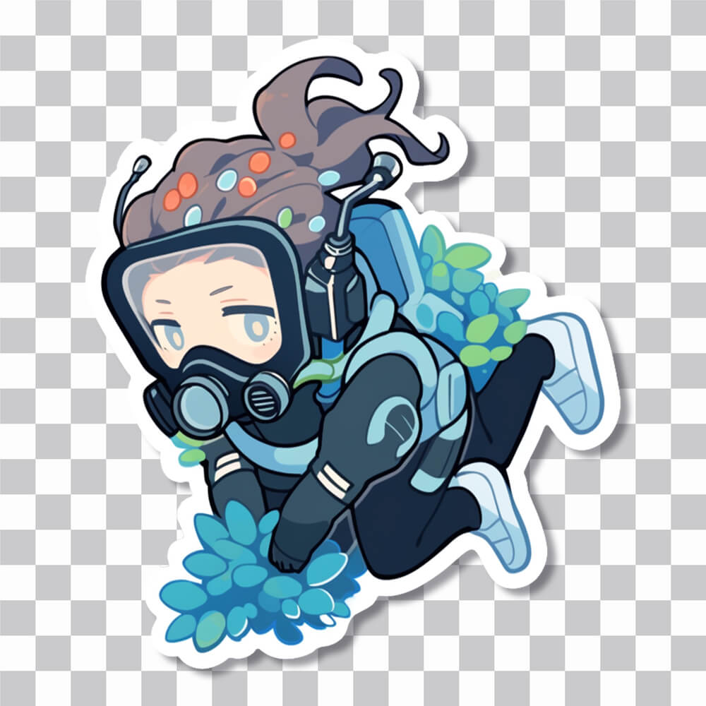 cute girl in an underwater suit sticker cover