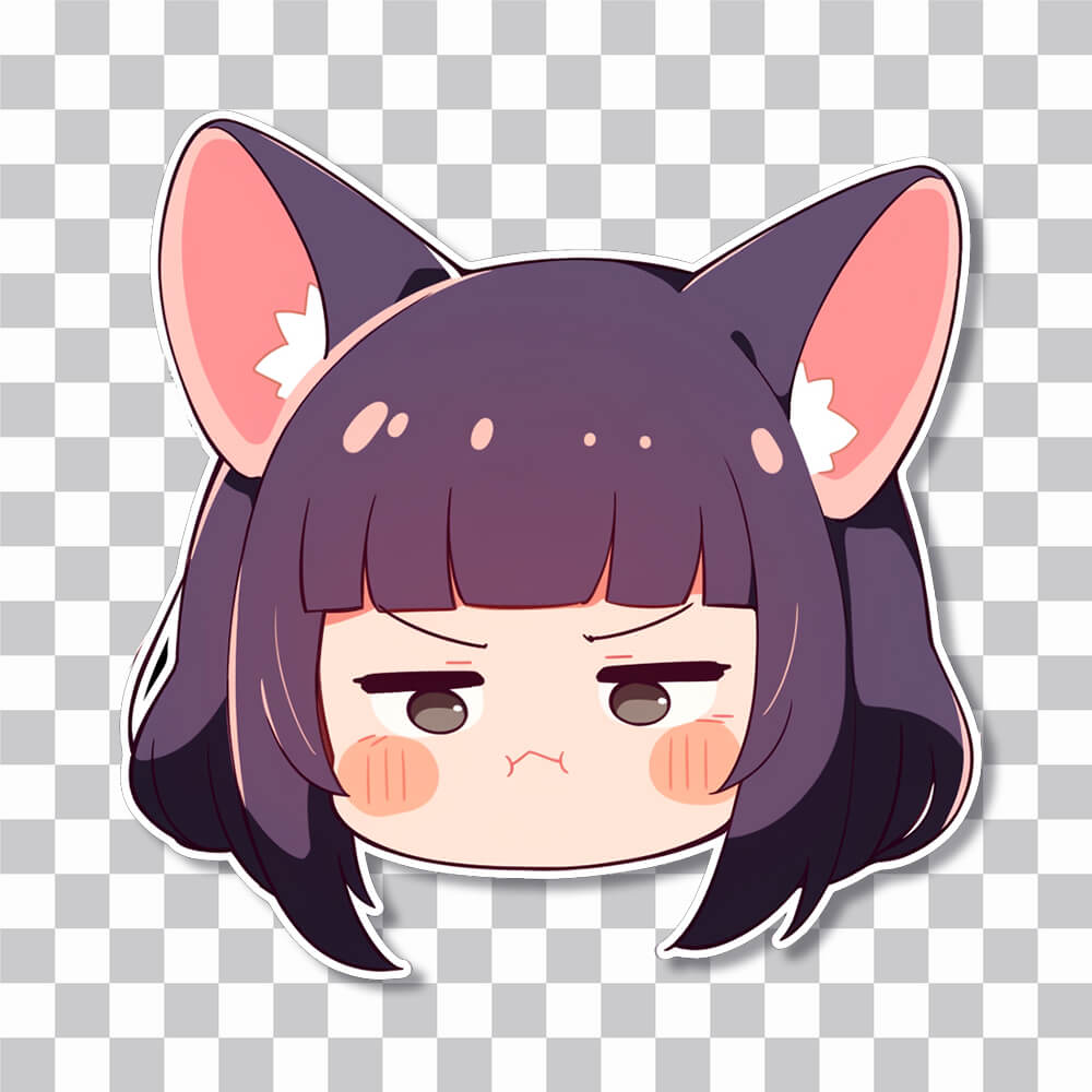 cute girl with cat ears anime sticker cover