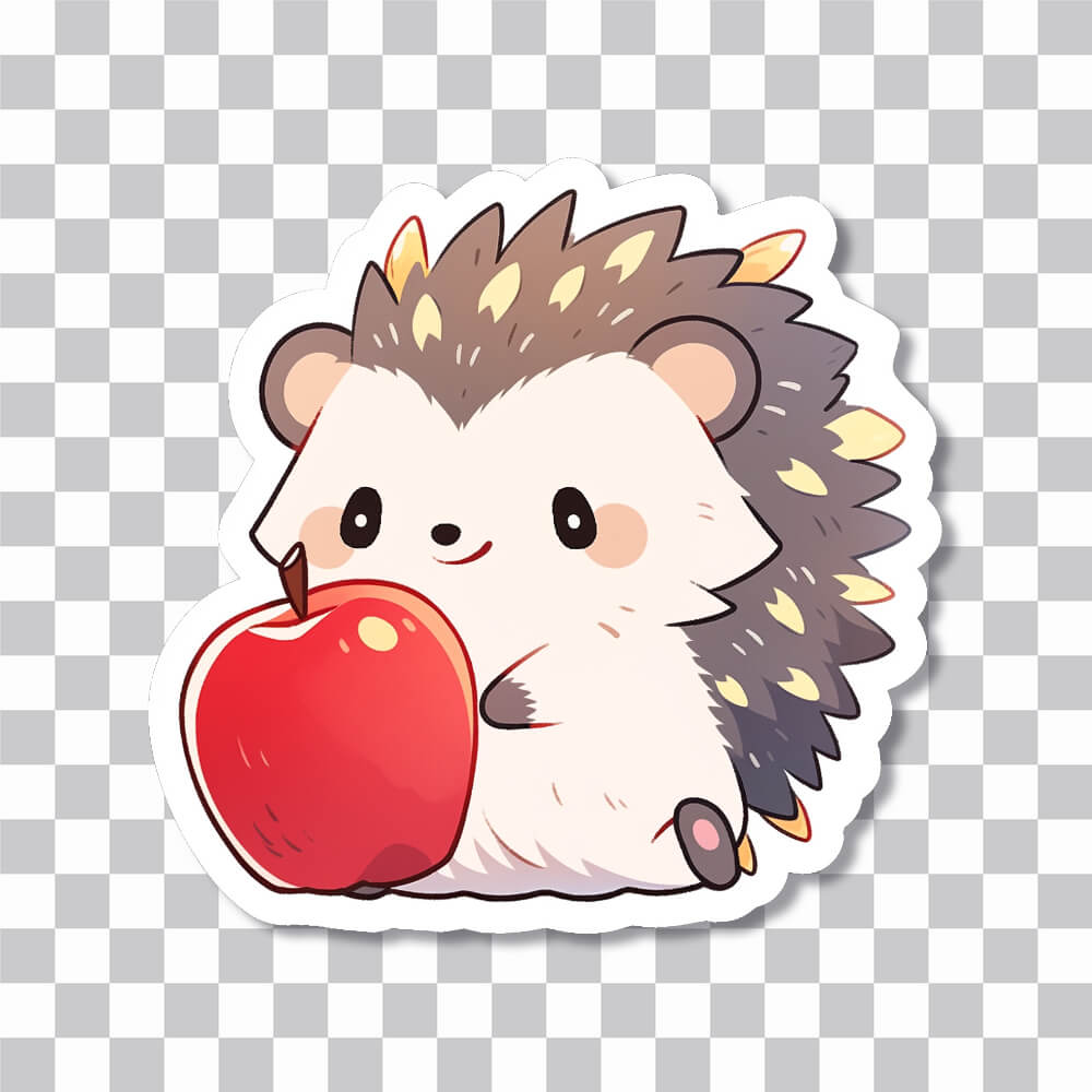 cute hedgehog with apple sticker cover