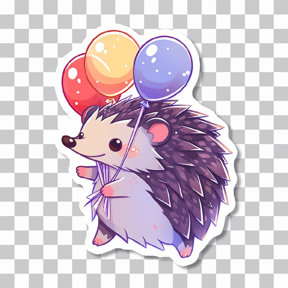 cute hedgehog with balloons sticker cover
