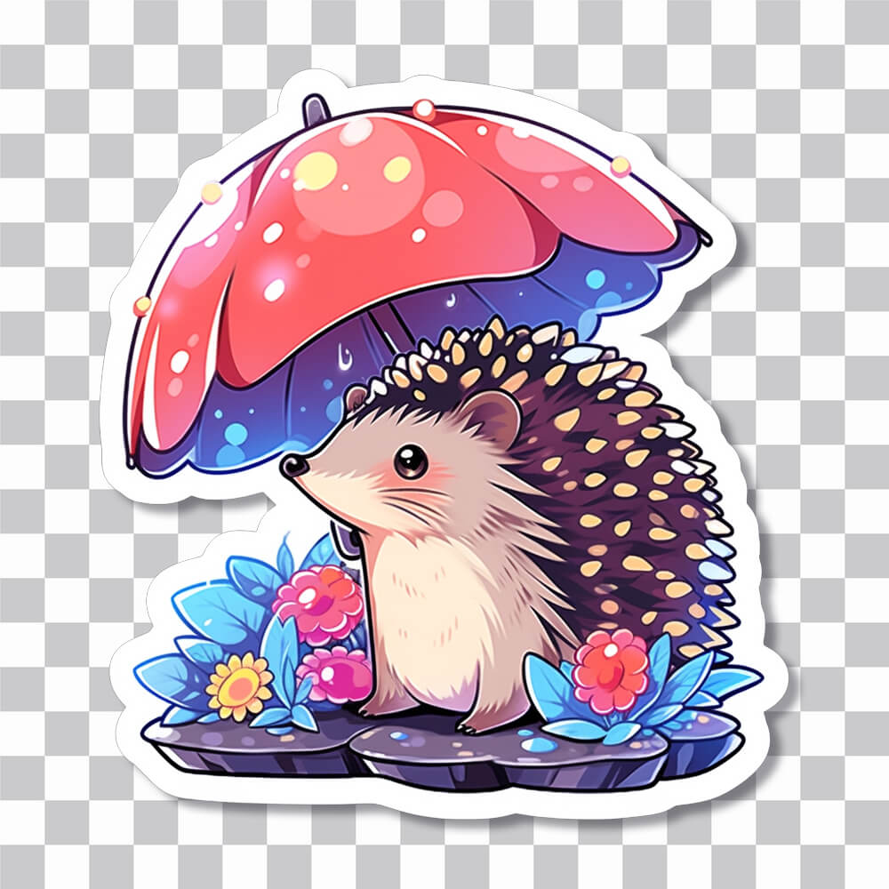 cute hedgehog with umbrella sticker cover