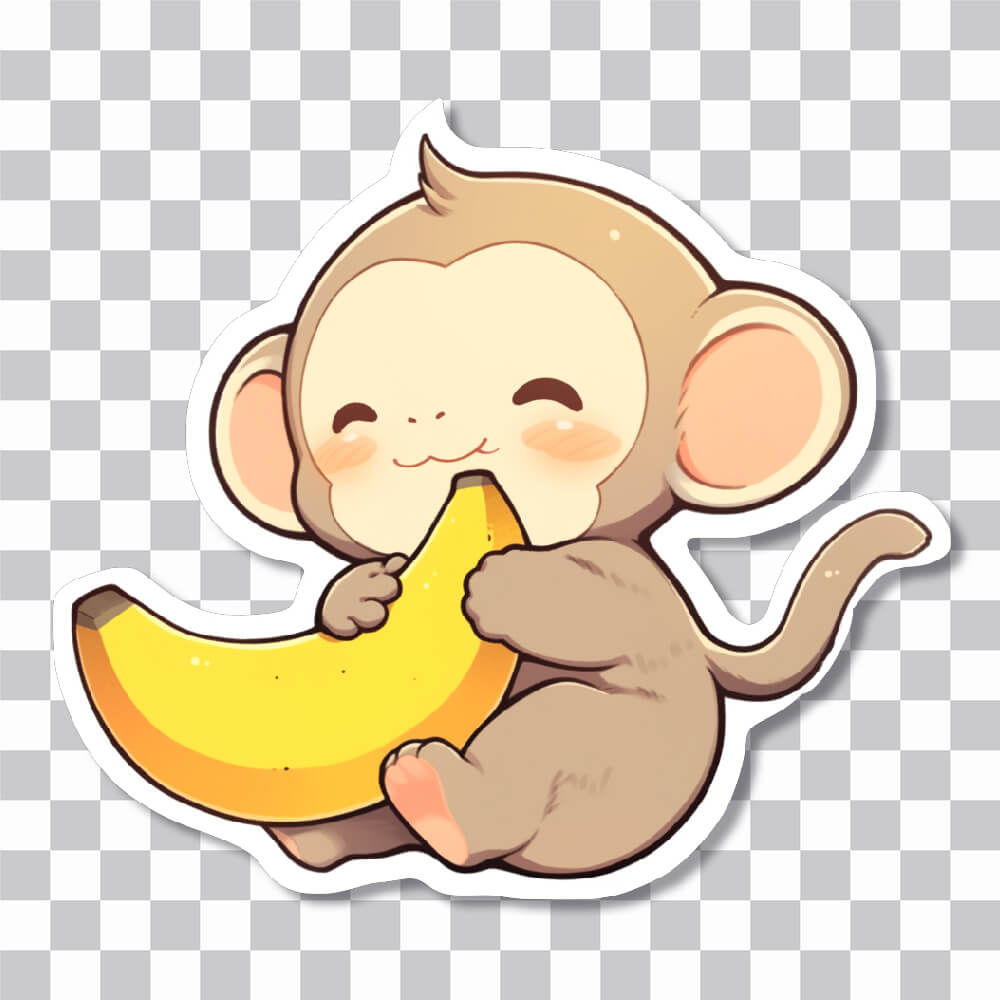 singe mignon avec banane autocollant cover