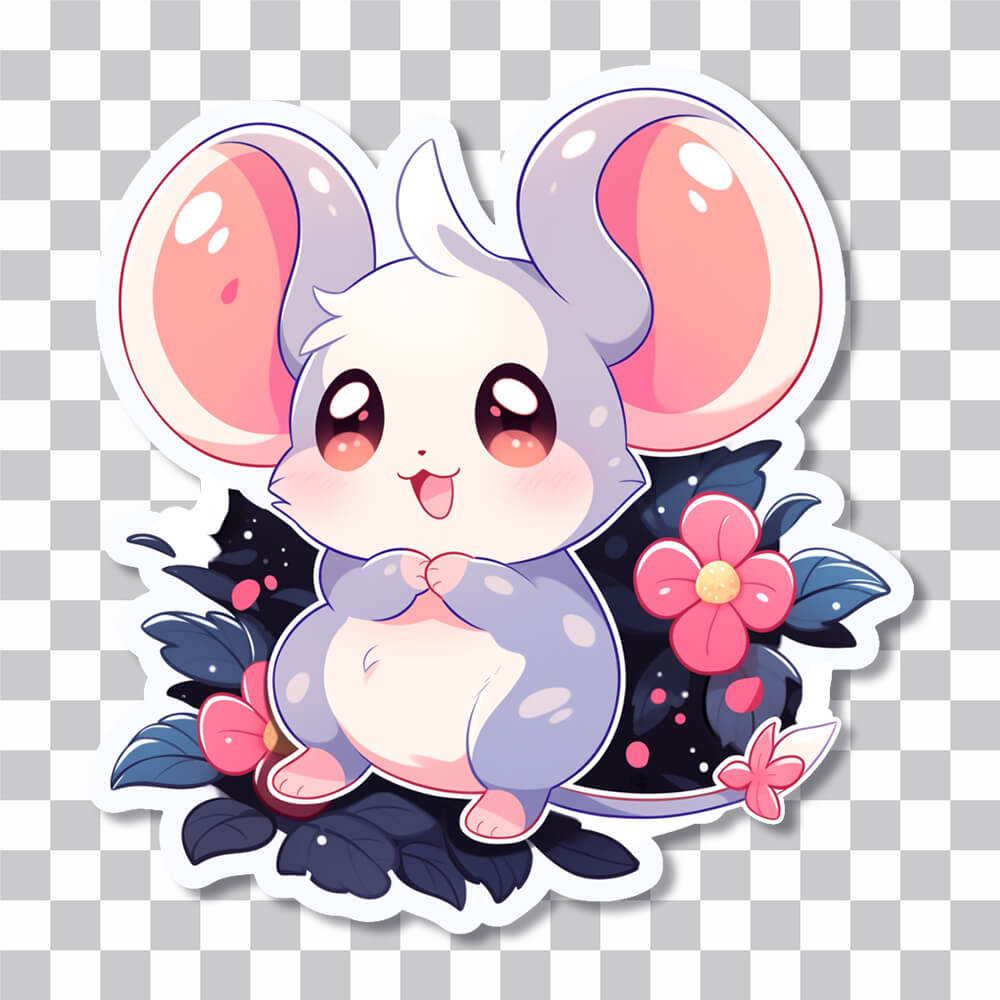 cute mouse with big ears sticker cover