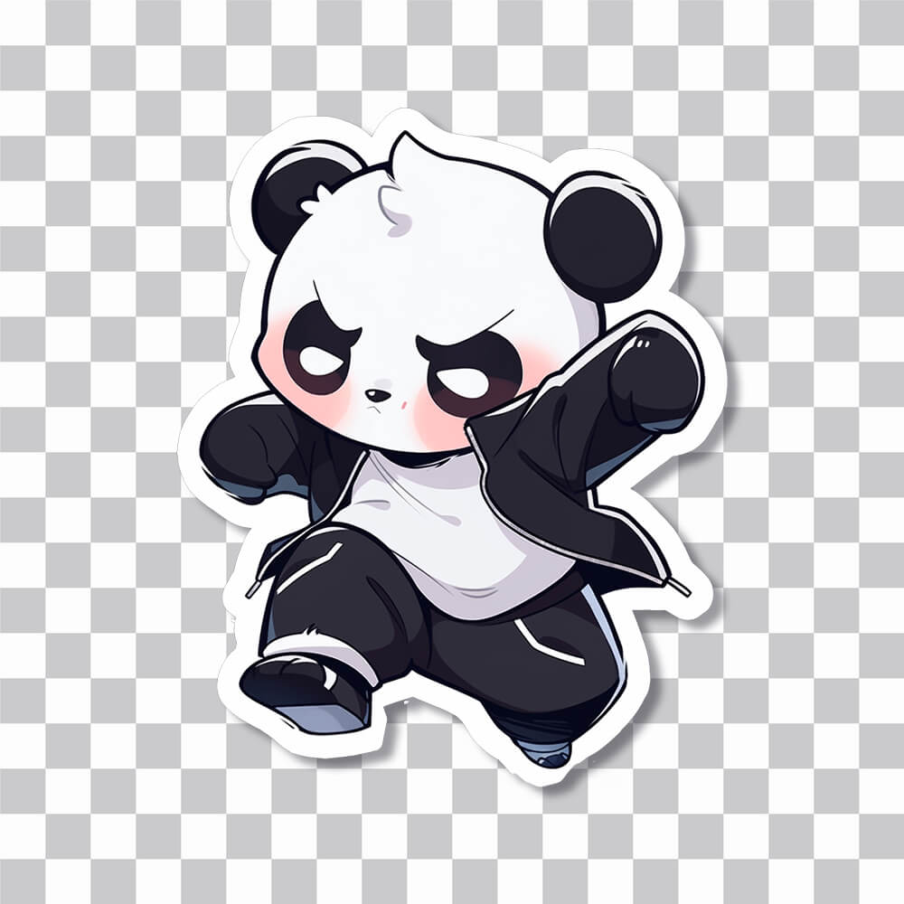 cute panda in jacket sticker cover