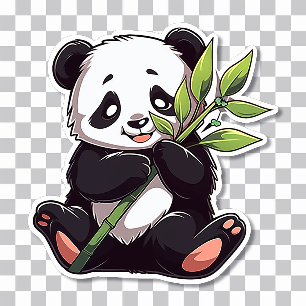 cute panda with bamboo sticker cover
