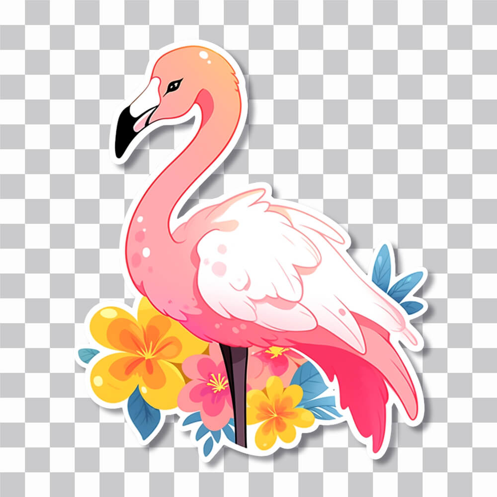 cute pink flamingo flowers sticker cover