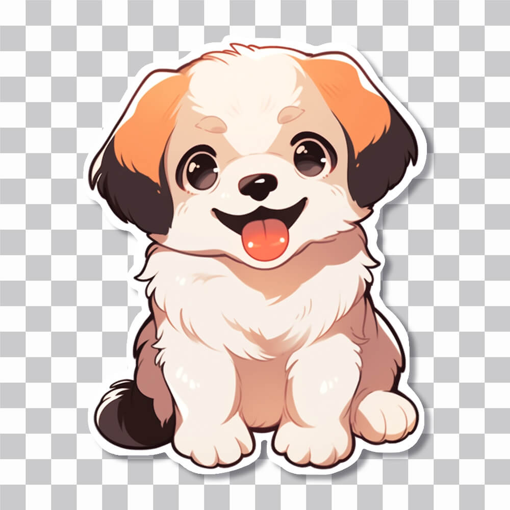 cute puppy with open mouth sticker cover