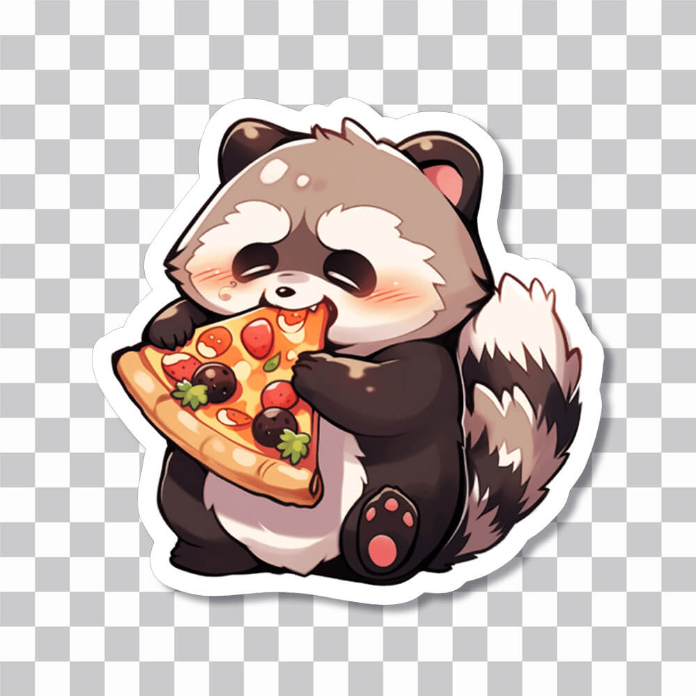 cute raccoon eating pizza sticker cover