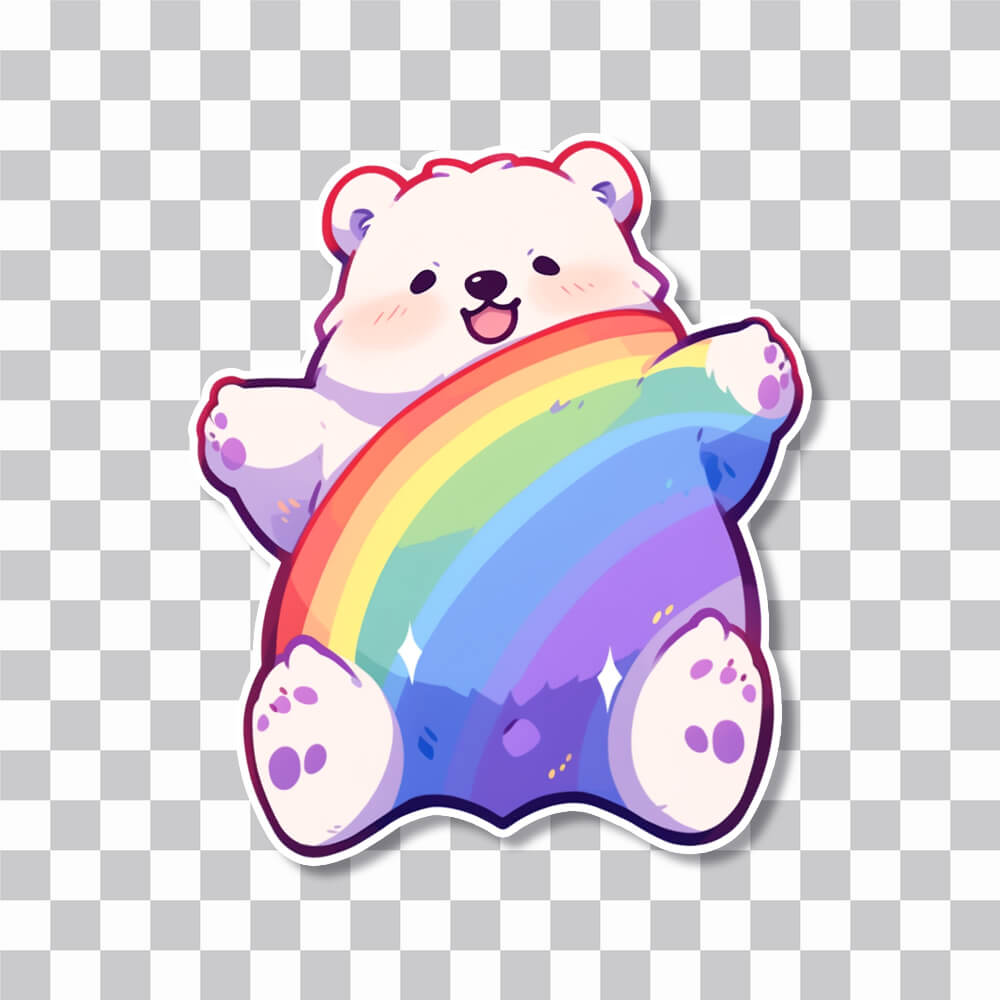 cute rainbow bear art sticker cover