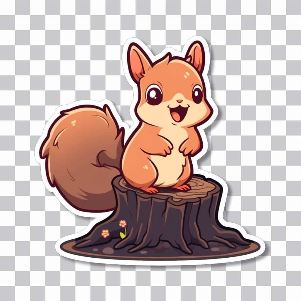 cute squirrel on log sticker cover