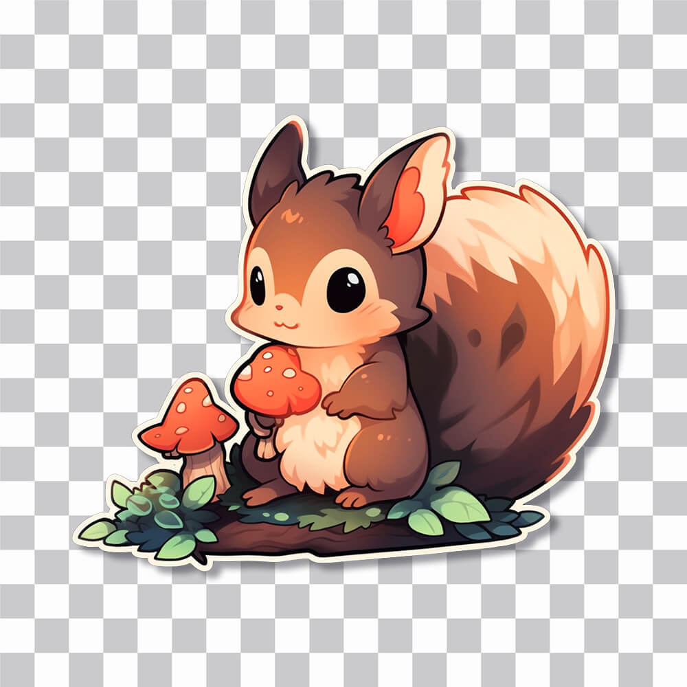 cute squirrel with mushrooms sticker cover