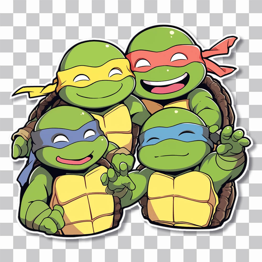 cute teenage mutant ninja turtles together sticker cover