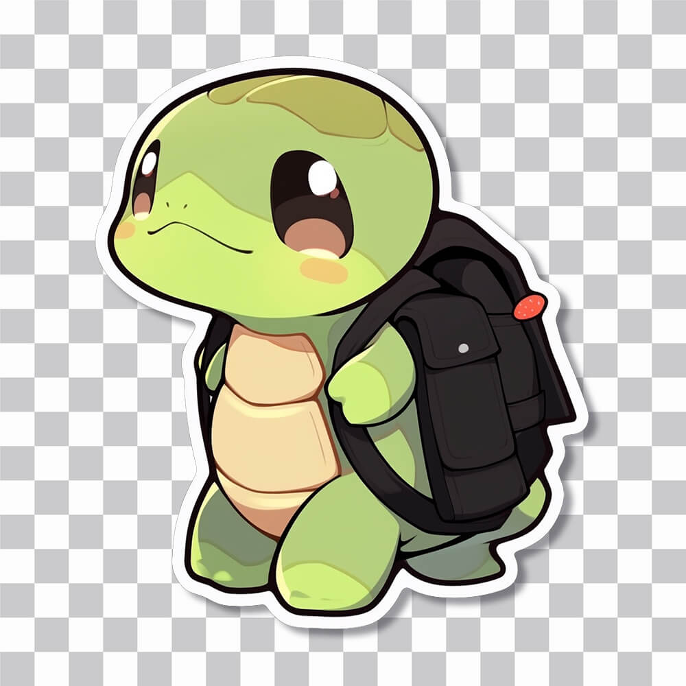 cute turtle with backpack sticker cover