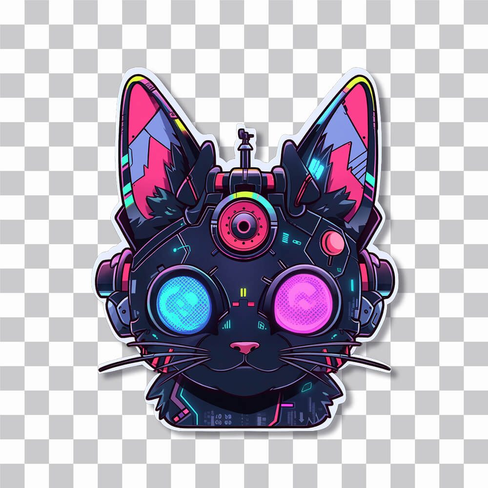 cyberpunk cat head sticker cover