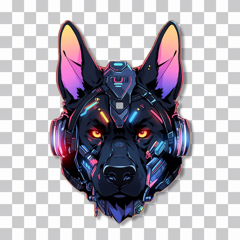 cyberpunk dog head sticker cover