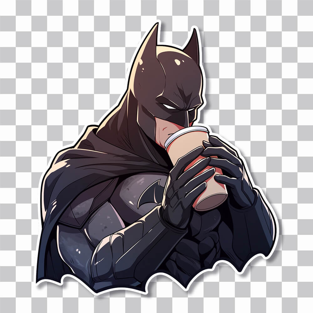 C Batman Drinks Coffee Sticker - Free Download Comics Stickers