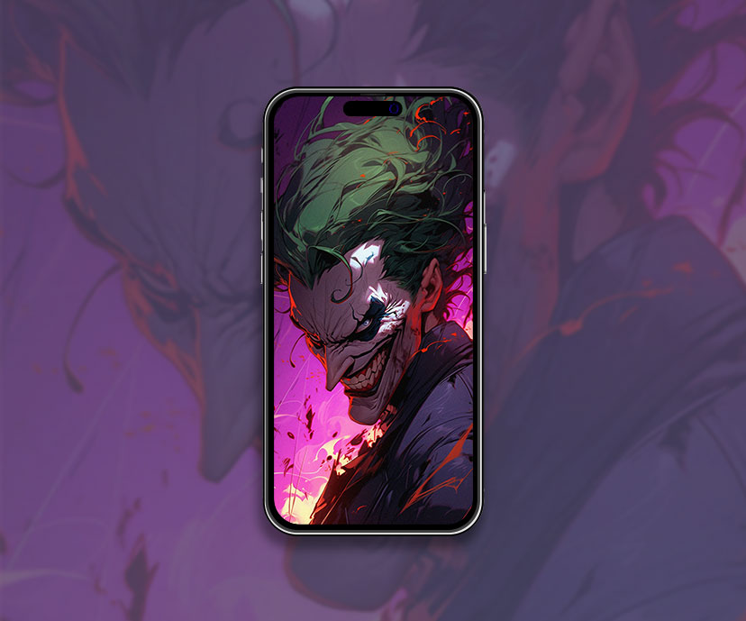 Fond d'écran d'art du Joker souriant de DC. Esthétique de méchant DC Comics