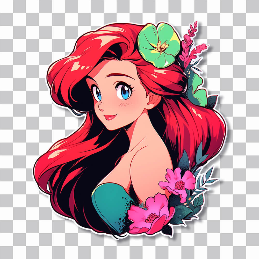 disney ariel with flowers sticker cover
