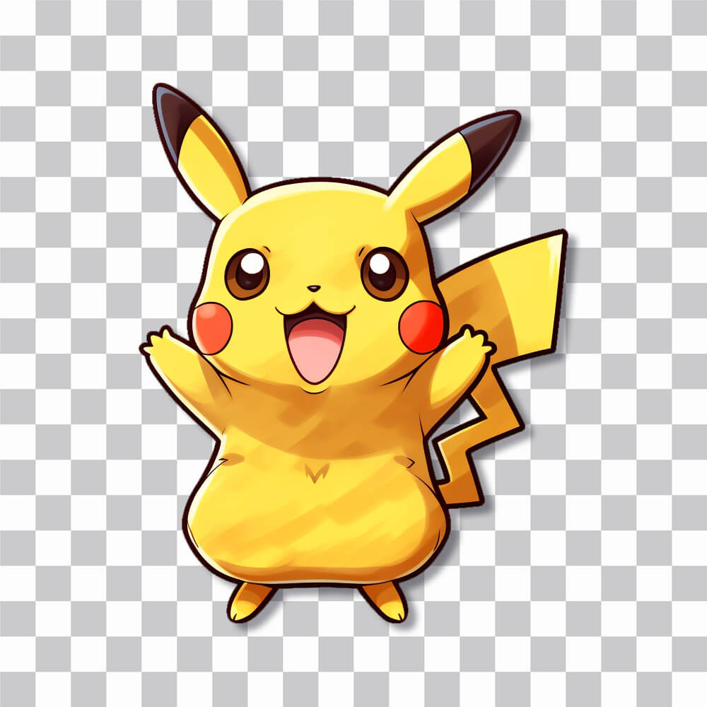 drawn happy pikachu pokemon sticker cover