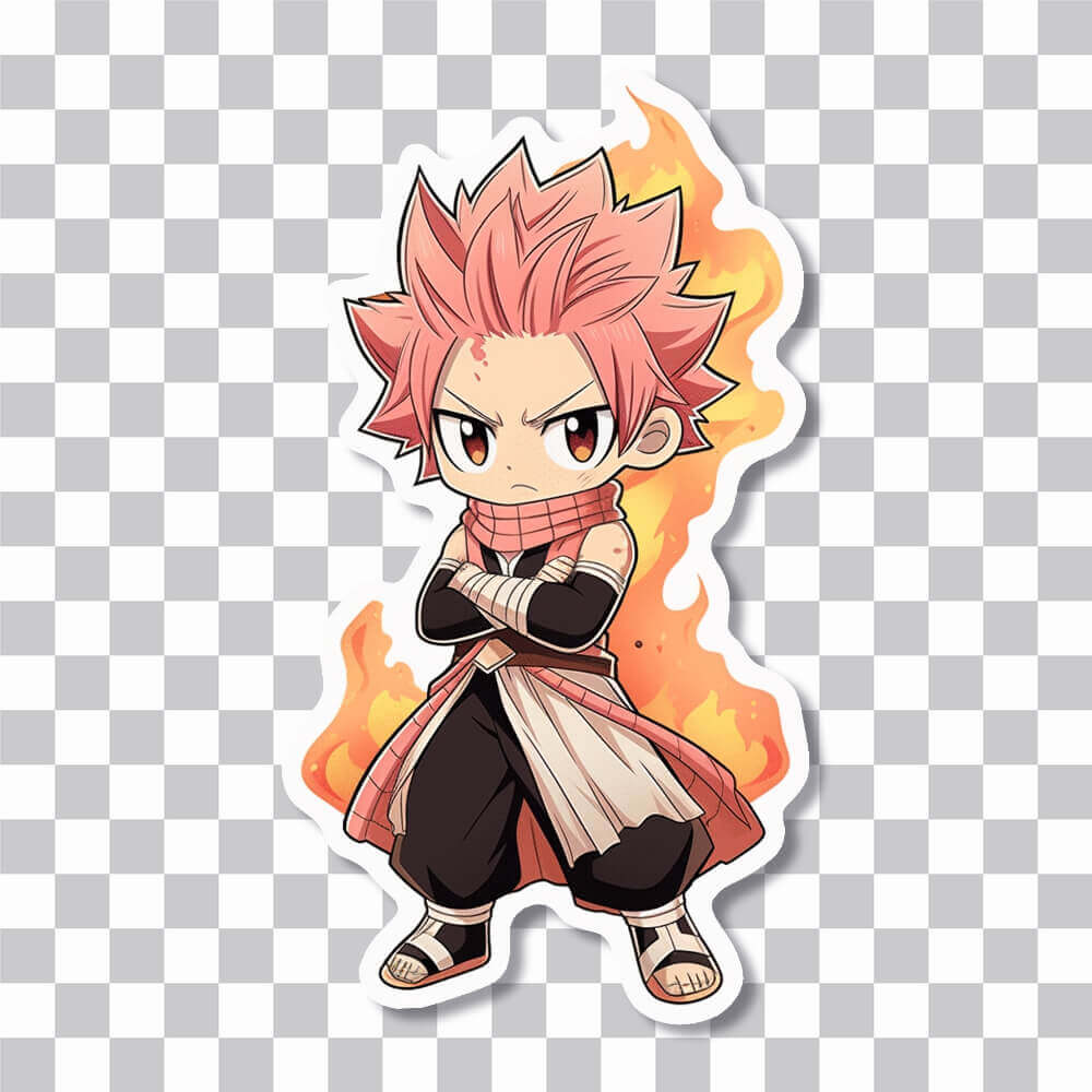 fairy tail chibi natsu dragneel with fire sticker cover